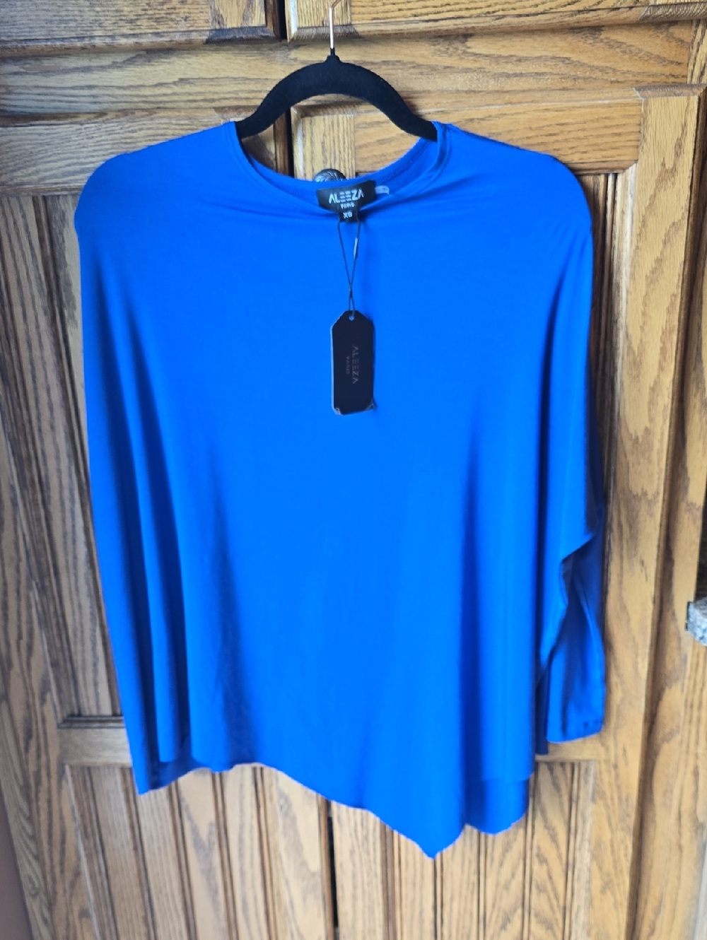 Aleeza Royal Blue Long-Sleeve Crewneck Top, NEW, XS.